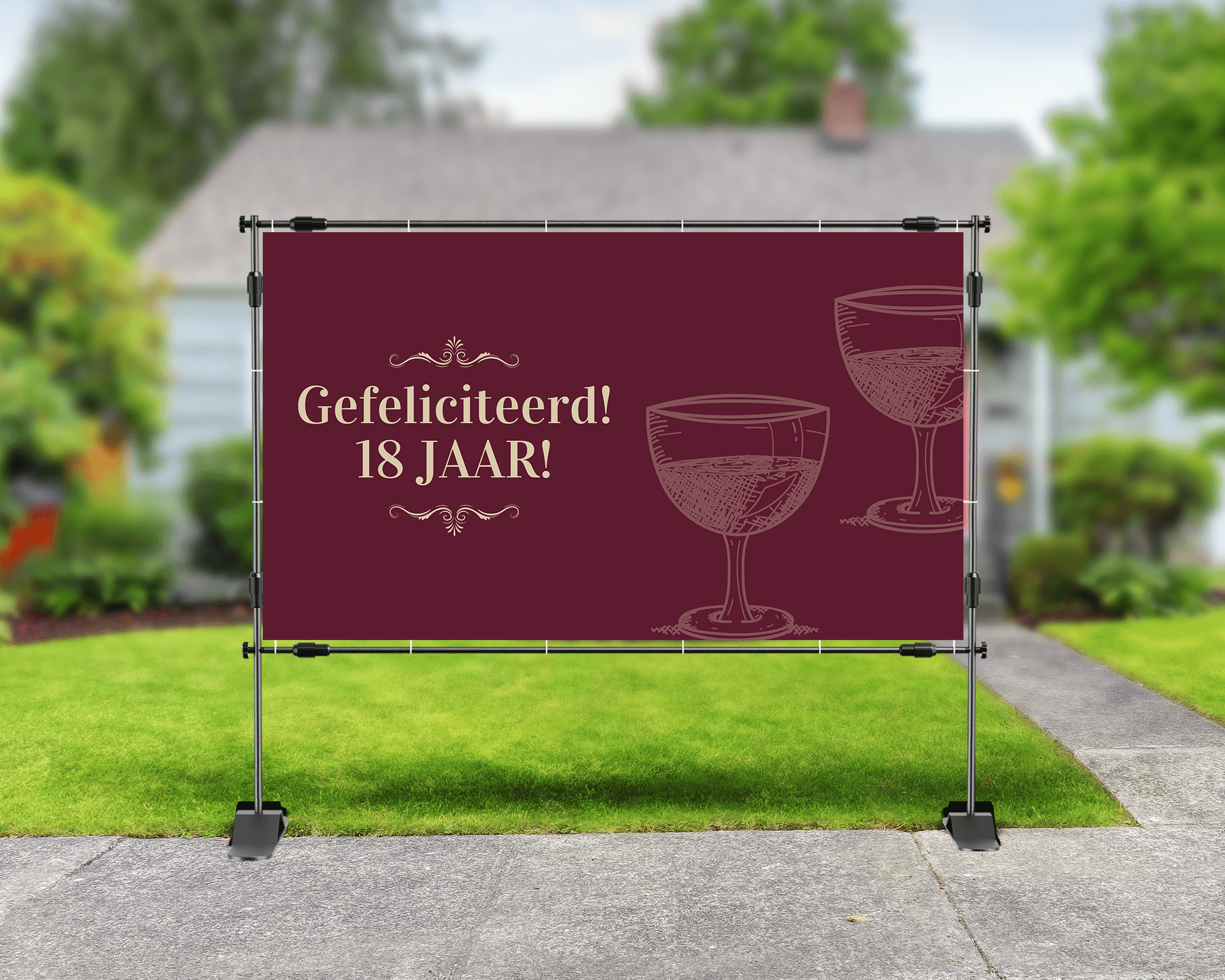 Spandoek voor iemand die net 18 is geworden en nu mag genieten van wijn