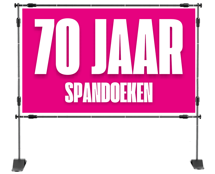 Spandoek 70 jaar met tekst 'Je bent pas oud als de kaarsjes meer kosten dan de taart', cadeau en bloemen