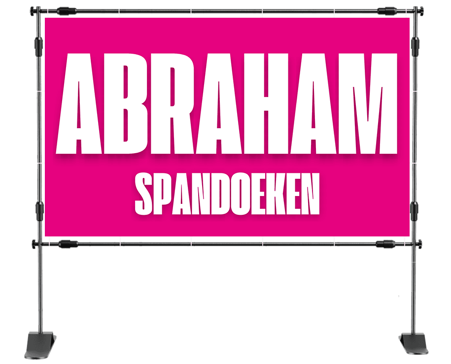 Spandoek 50 jaar voor Abraham met tekst 'Peter is jarig! Onze BBQ master en zuipschuit', BBQ, auto, bier en foto van Peter