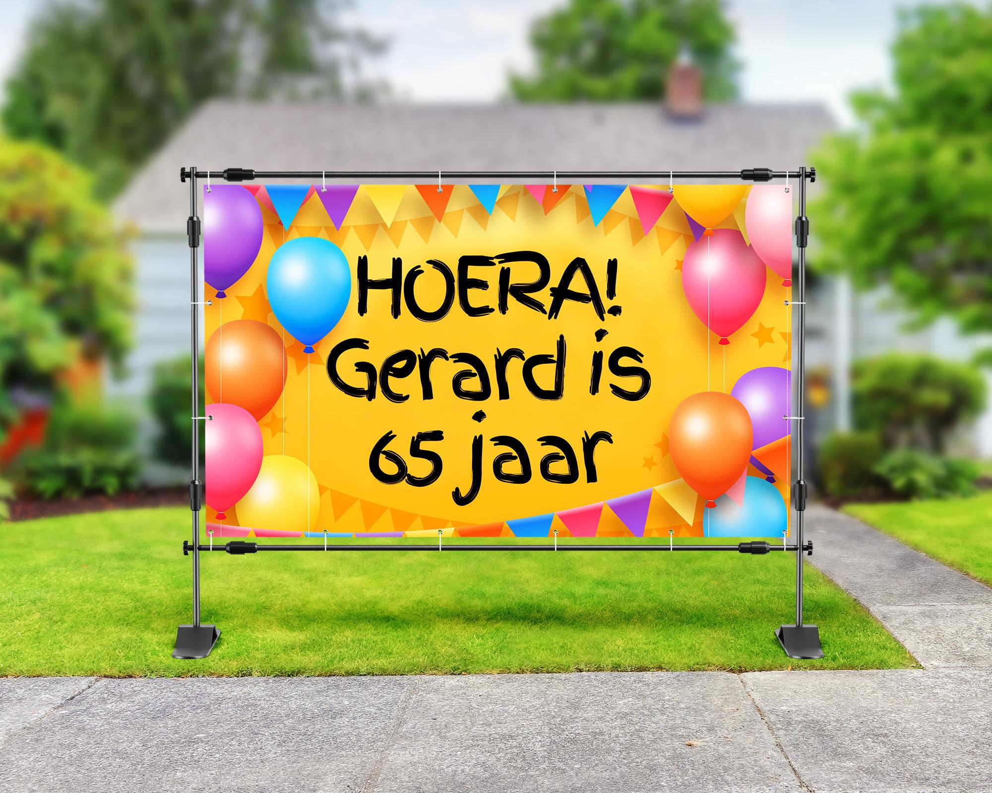 65 jaar spandoek met ballonnen