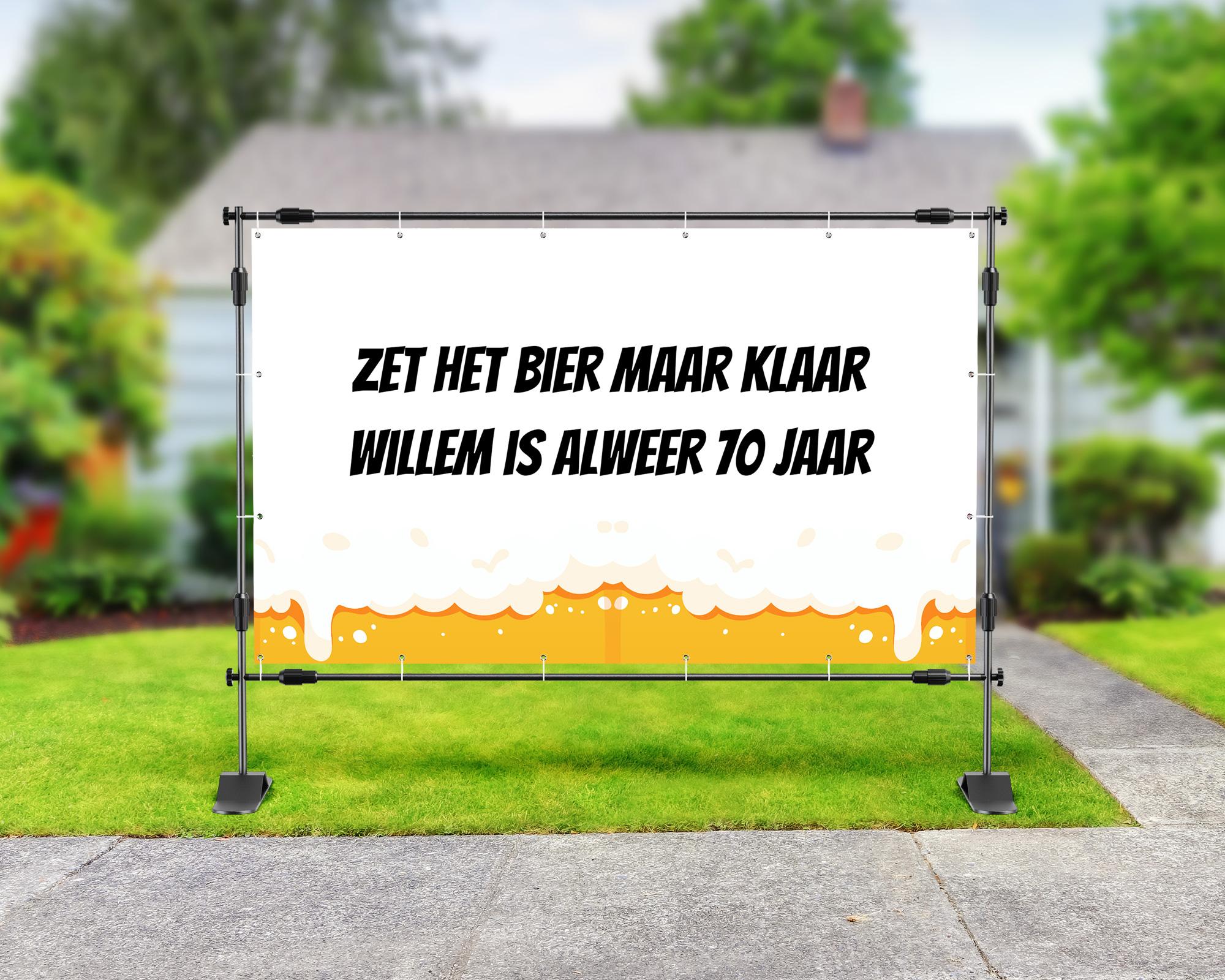 70 jaar spandoek zet het bier maar klaar