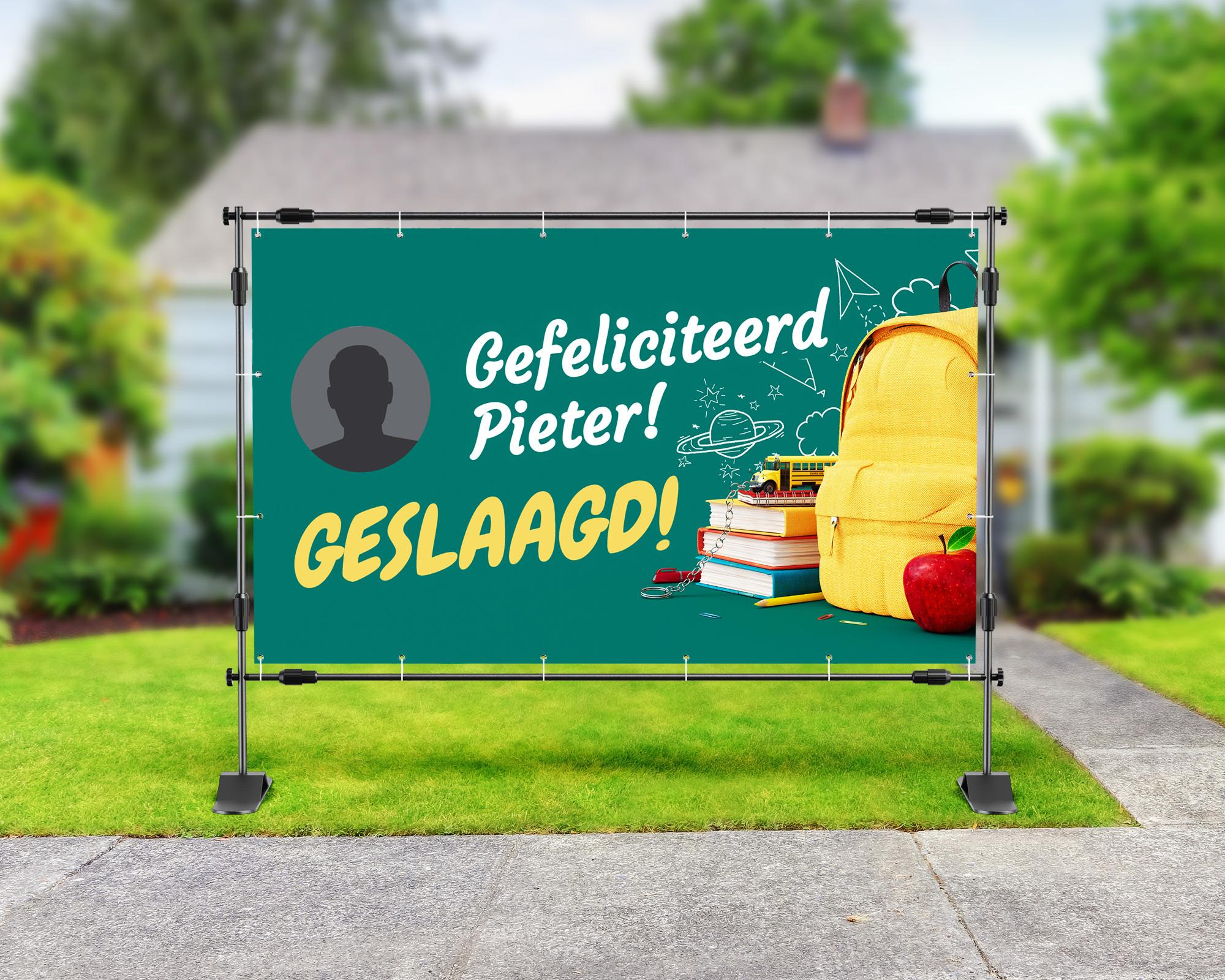 geslaagd spandoek Pieter