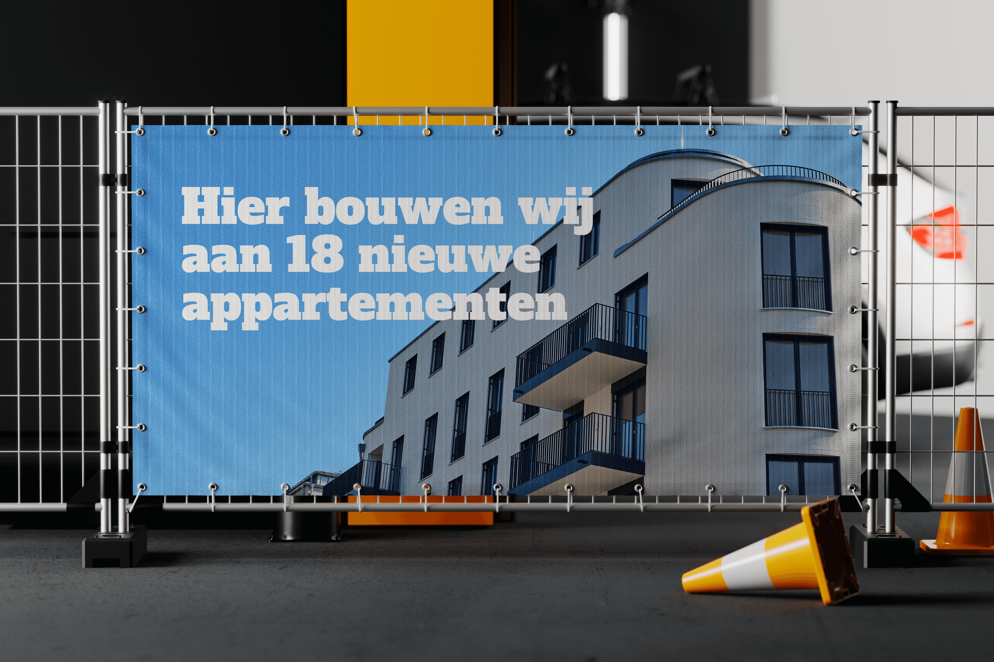 Spandoek bouwhek 'nieuwe appartementen'