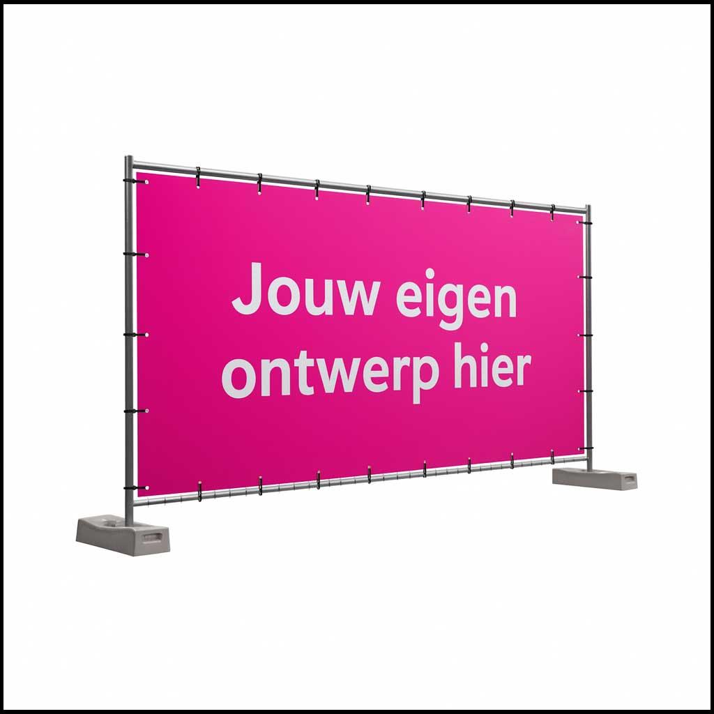 Bouwhek spandoek maken 338 x 174cm