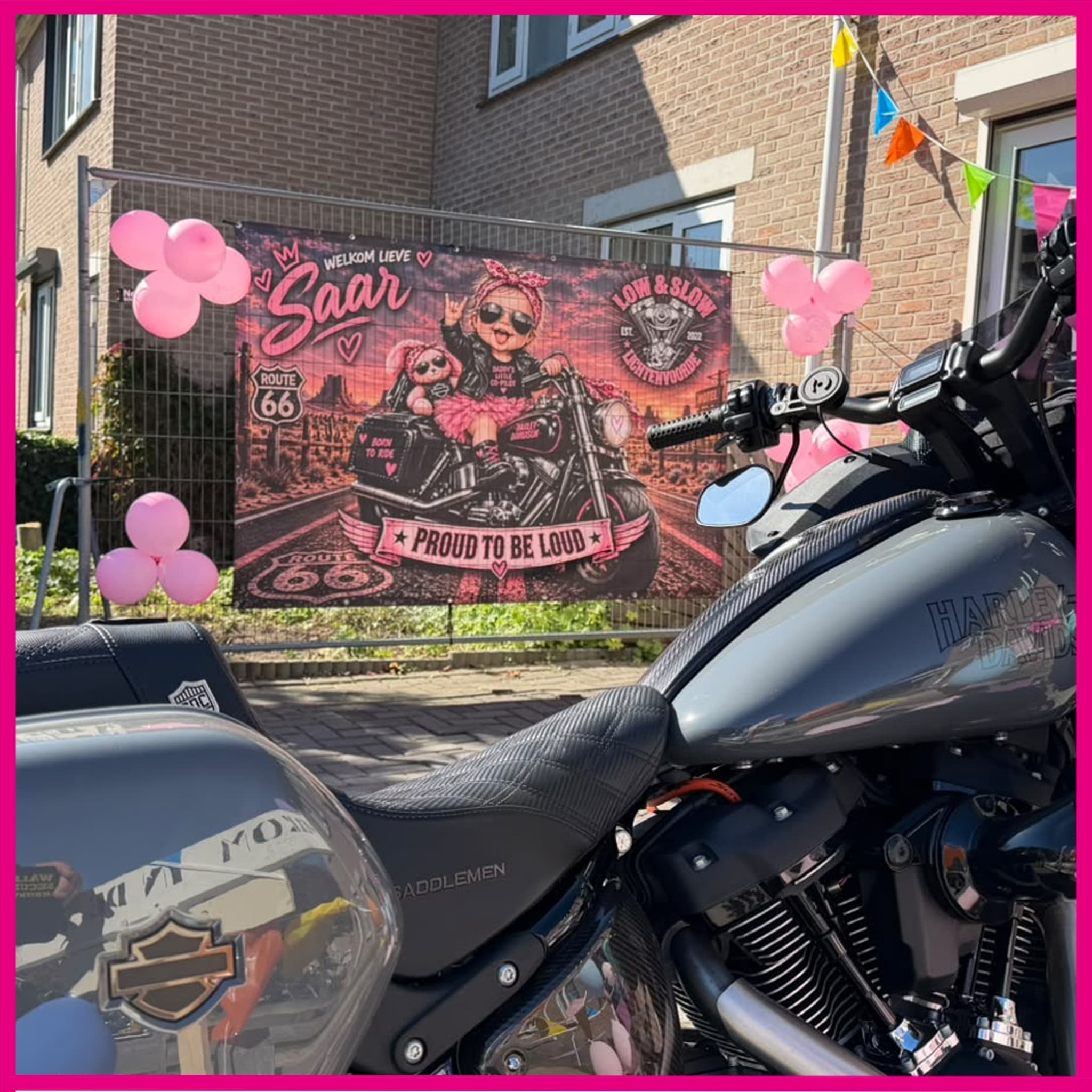 Geboorte spandoek op een bouwhek in Lichtenvoorde