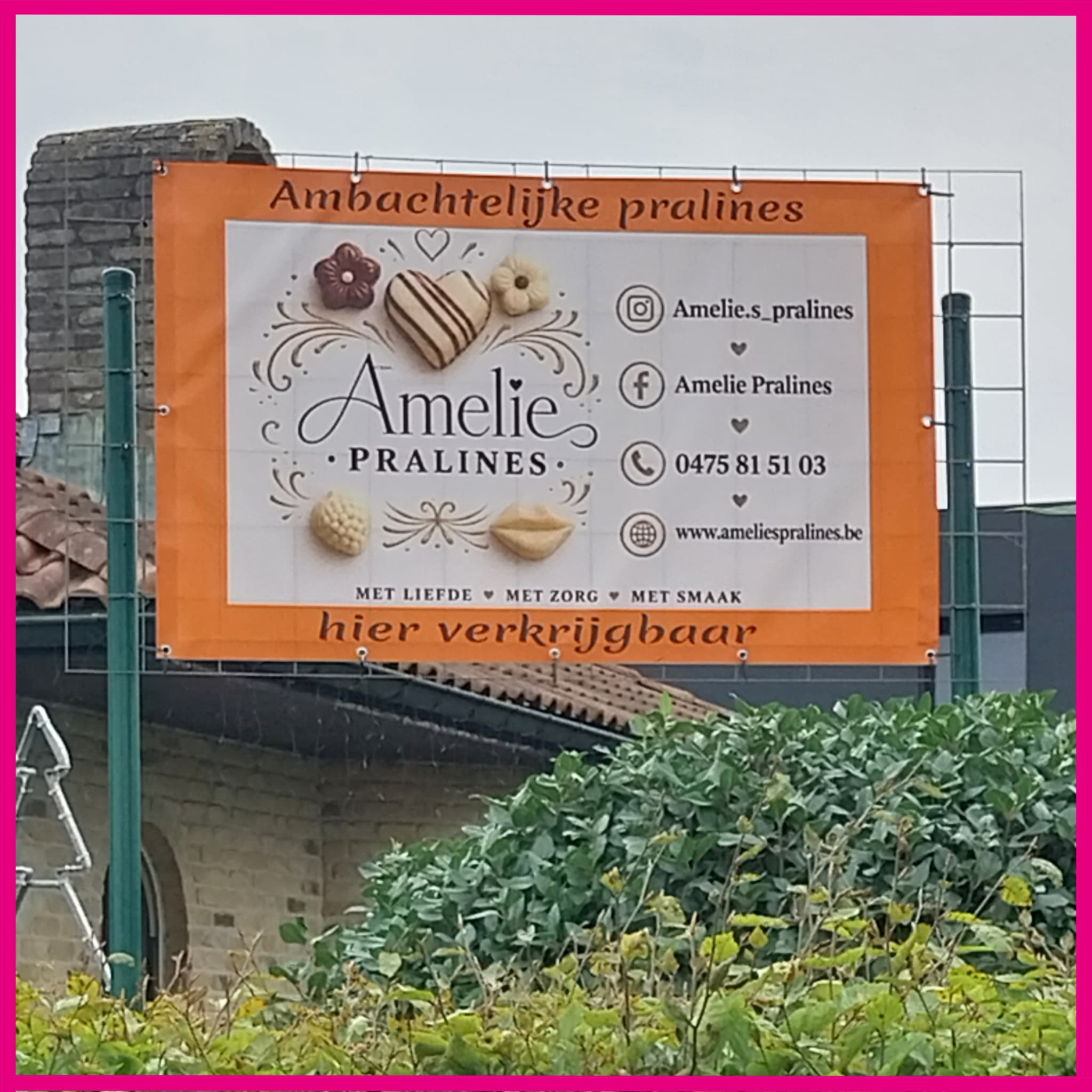 Reclame spandoek op een frame gemaakt in Kalmthout