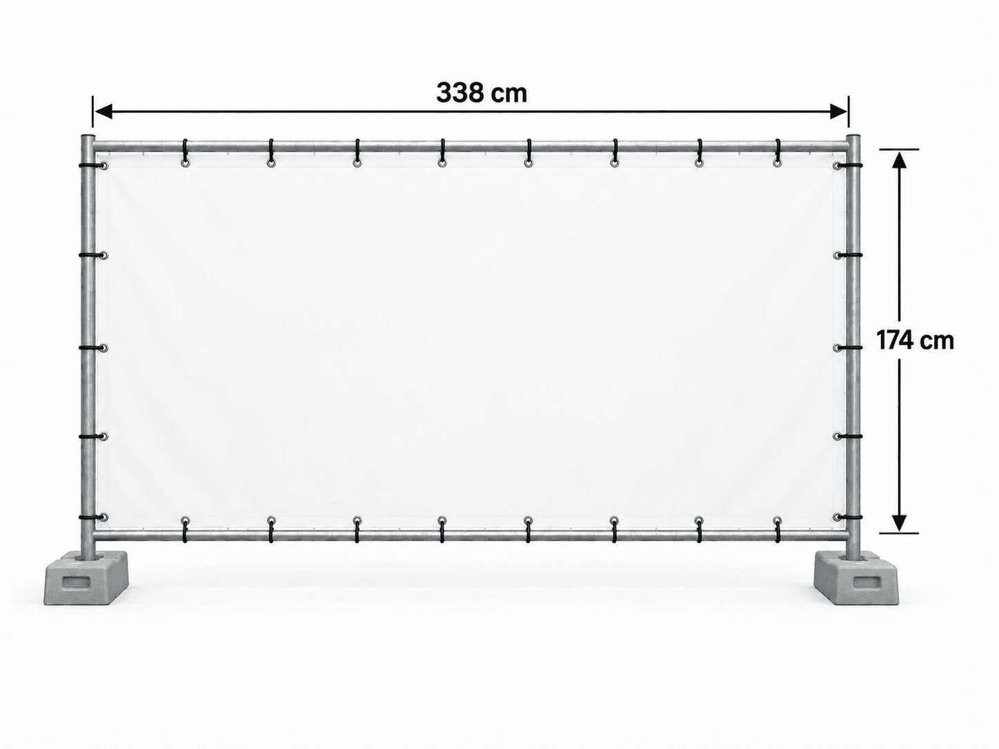 Bouwhek spandoek maken 338 x 174cm