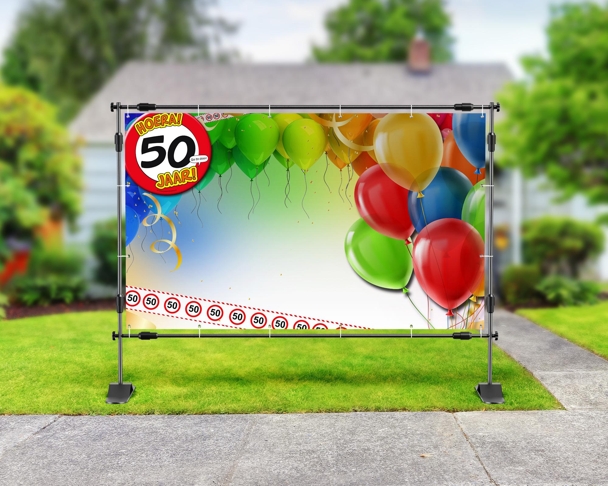 spandoek 50 jaar met balonnen